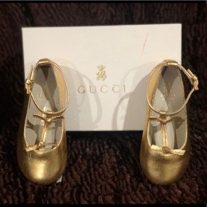 GUCCI Gold Ballerina Shoes for Girl